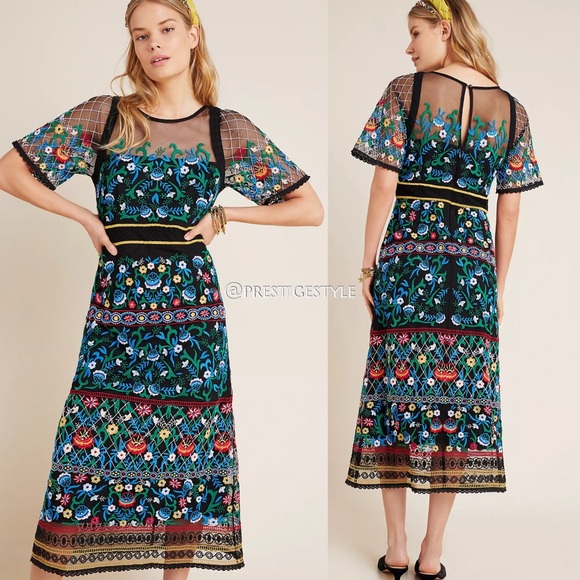 Anthropologie Dresses & Skirts - Anthropologie Esther Embroidered Midi Dress